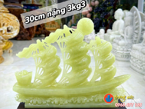 Thuyền Buồm Bằng Đá Phong Thủy 1 thuyen-buom-da-ngoc-xanh